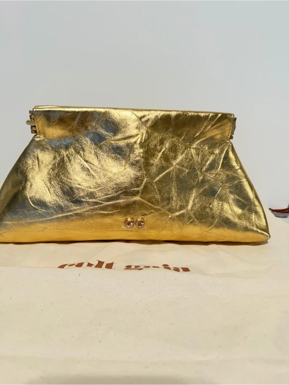 Cult Gaia Lillia Mini Clutch in Brass